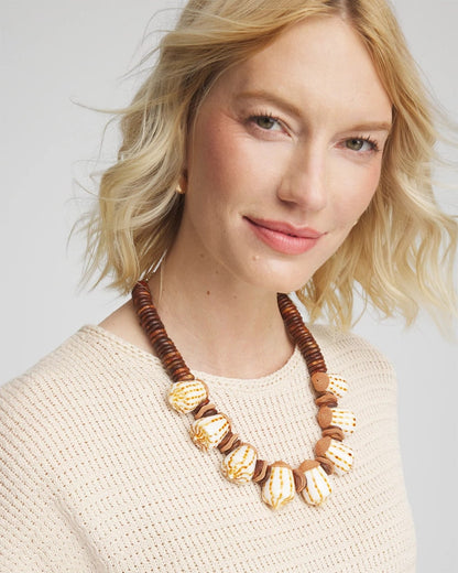 Chico's Special Offer | Shell & Wood Bib Necklace