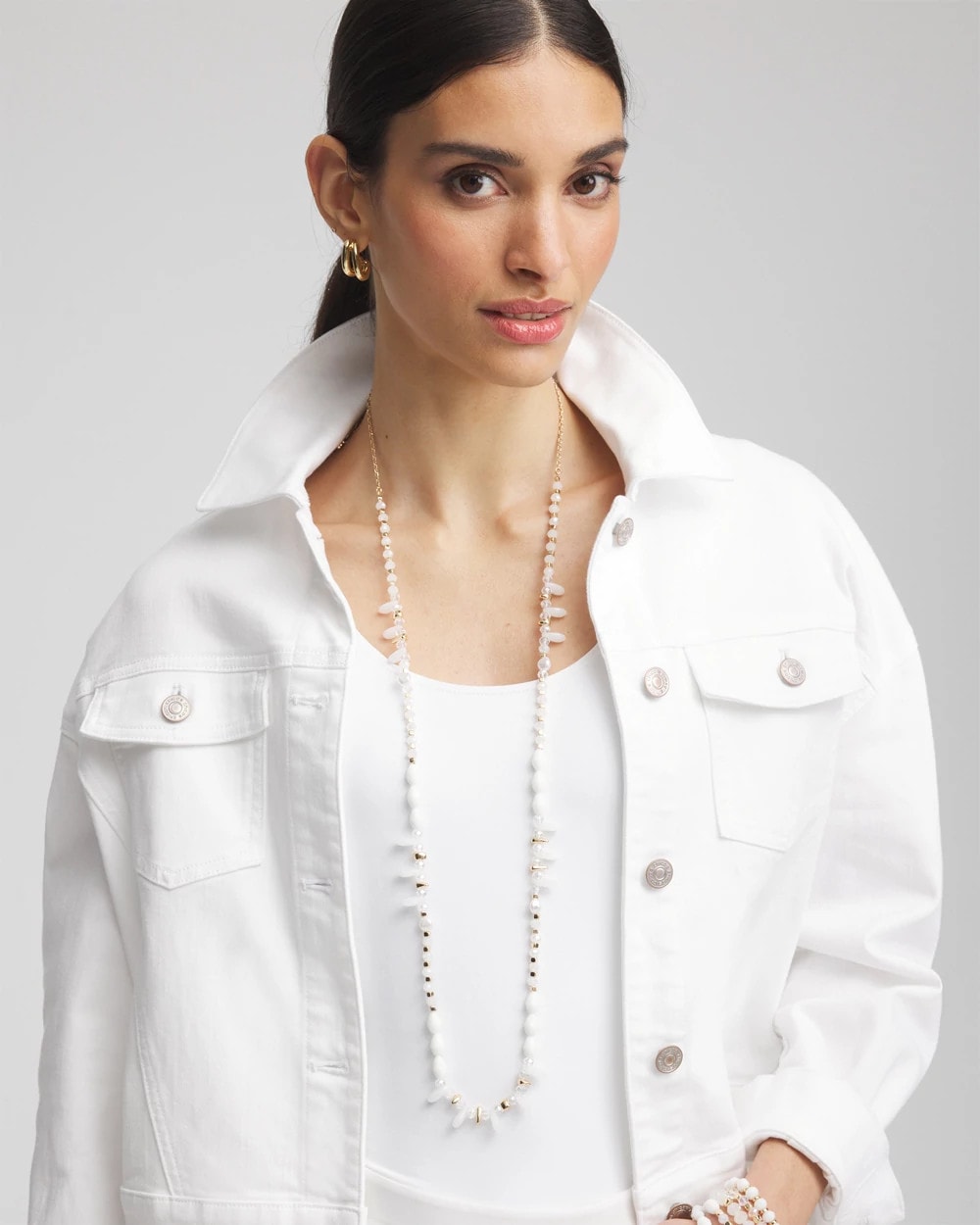 Chico's Great Value | White Beaded Single Strand Necklace