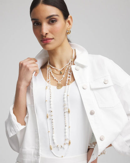 Chico's Great Value | White Beaded Single Strand Necklace