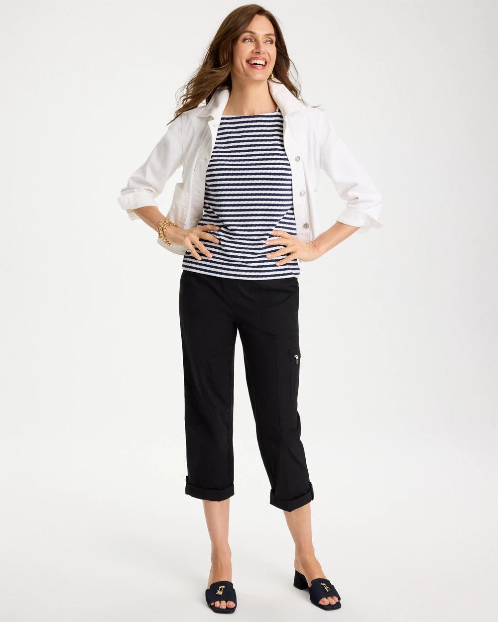 Chico's Special Offer | Cotton Striped Button Tee