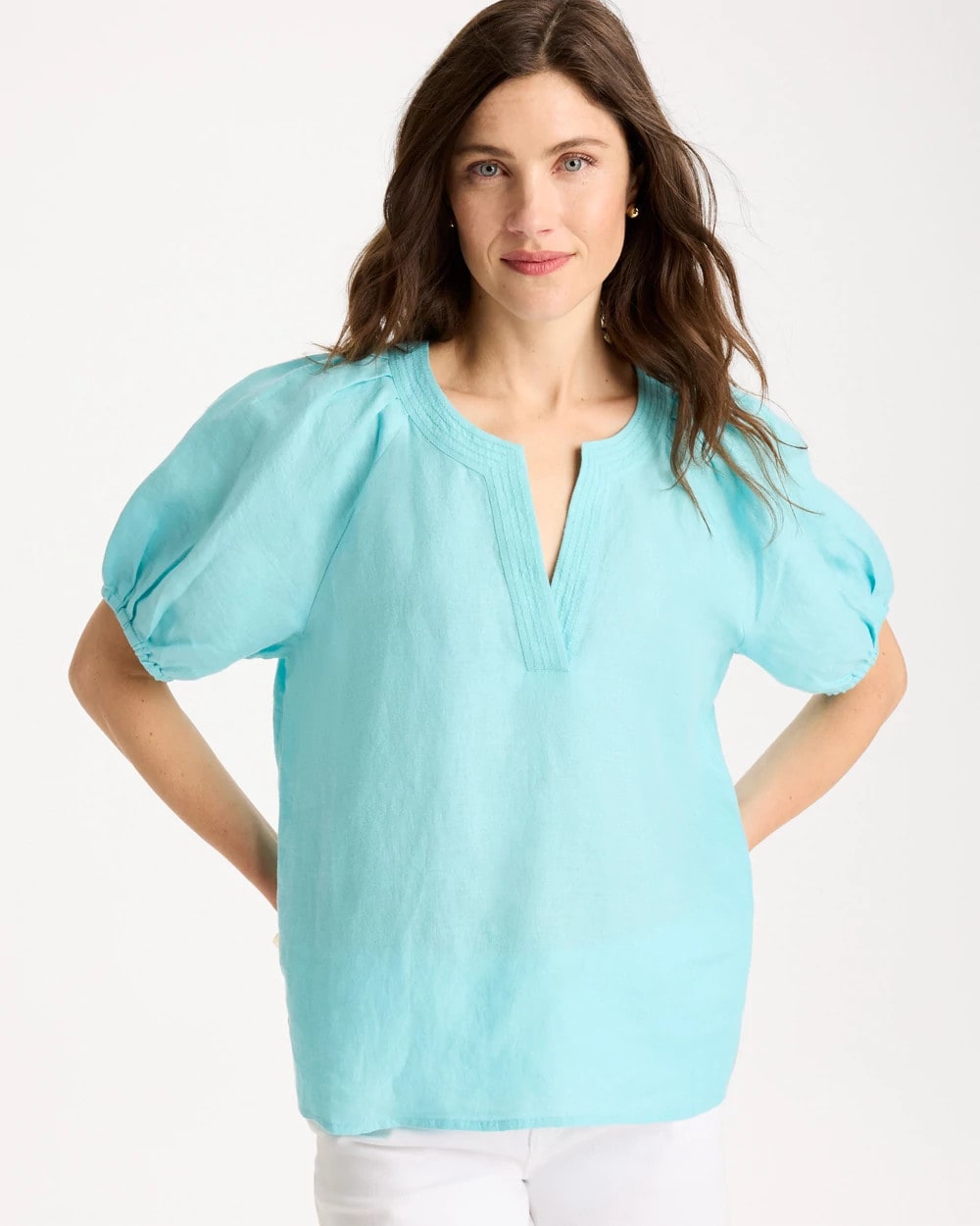 Chico's Quality | Linen Trapunto Popover Top