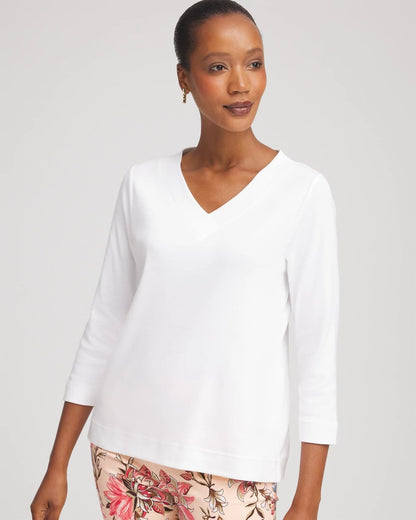 Chico's Latest | Short Pima 3/4 Sleeve Tee
