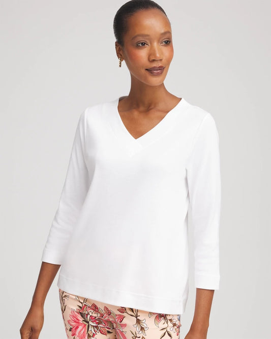 Chico's Latest | Short Pima 3/4 Sleeve Tee