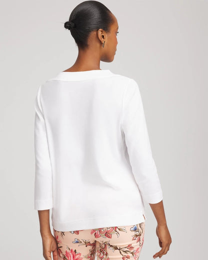 Chico's Latest | Short Pima 3/4 Sleeve Tee