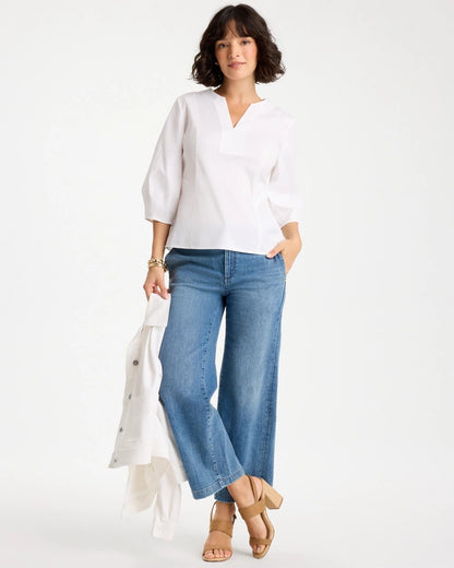 Chico's Top Pick | Poplin Cotton 3/4 Sleeve Popover