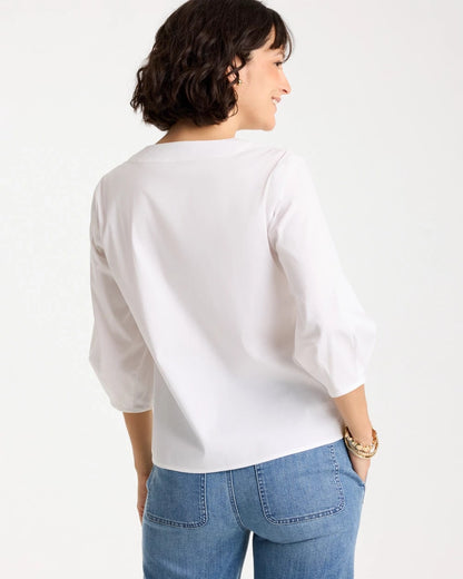 Chico's Top Pick | Poplin Cotton 3/4 Sleeve Popover