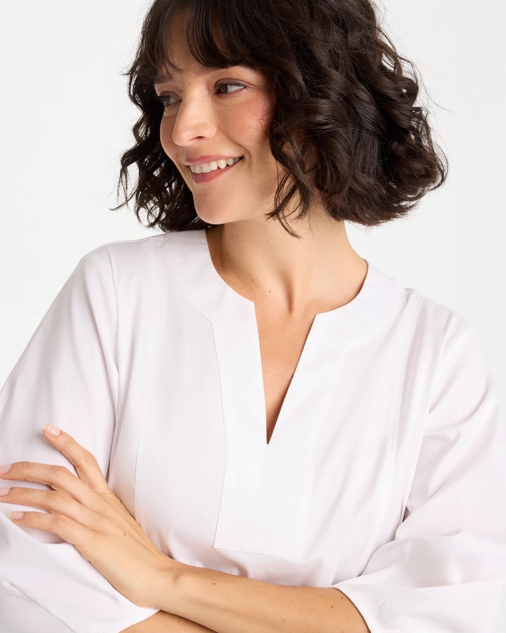 Chico's Top Pick | Poplin Cotton 3/4 Sleeve Popover