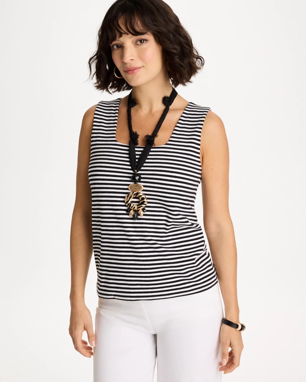 Chico's Sale | Striped Contour Cotton™ Square Neck Tank