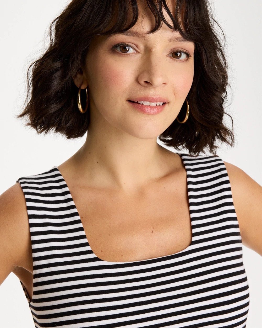 Chico's Sale | Striped Contour Cotton™ Square Neck Tank