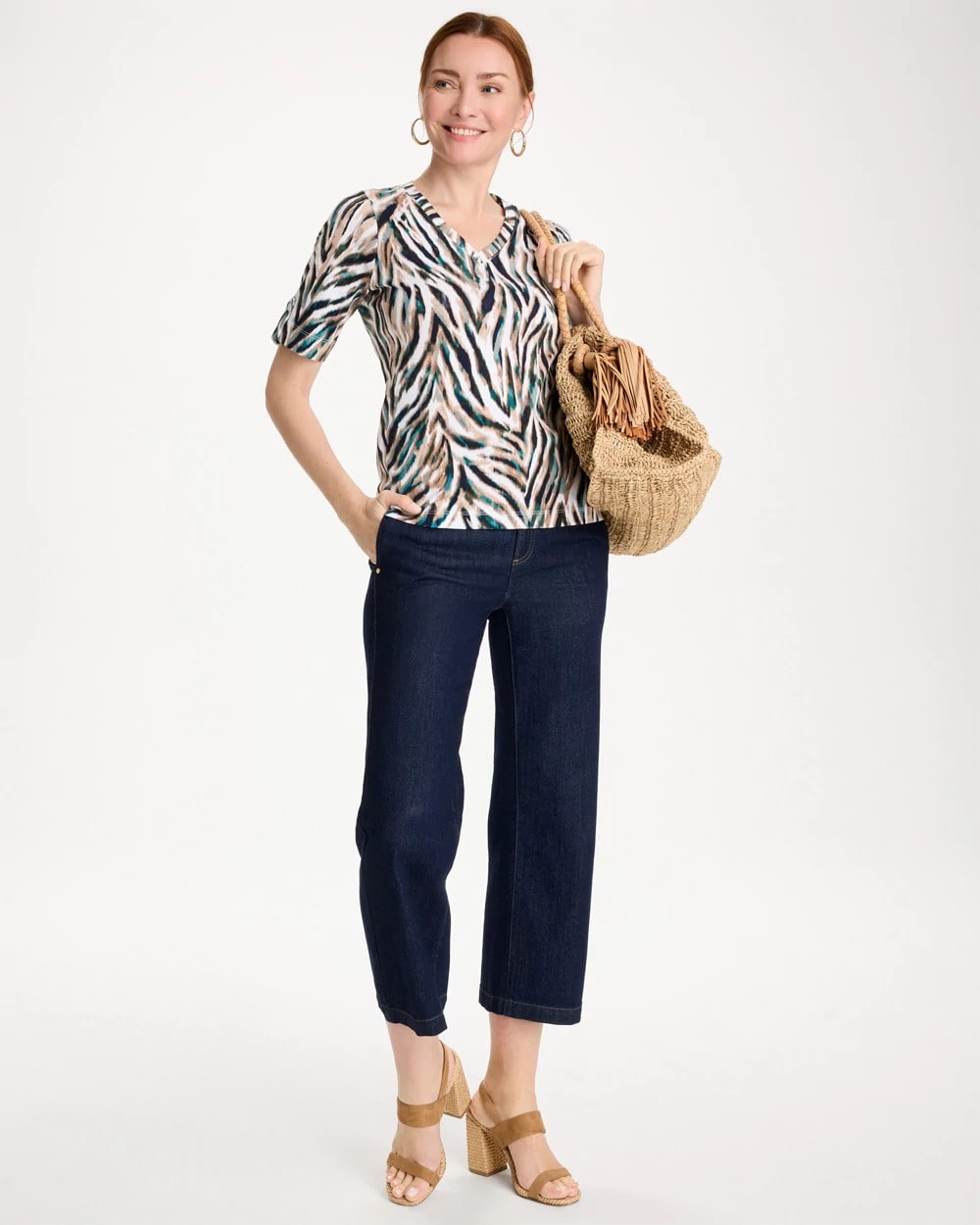 Chico's Signature | Animal Print Pima Elbow-Sleeve Tee