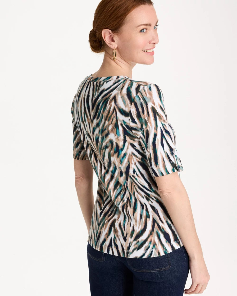 Chico's Signature | Animal Print Pima Elbow-Sleeve Tee