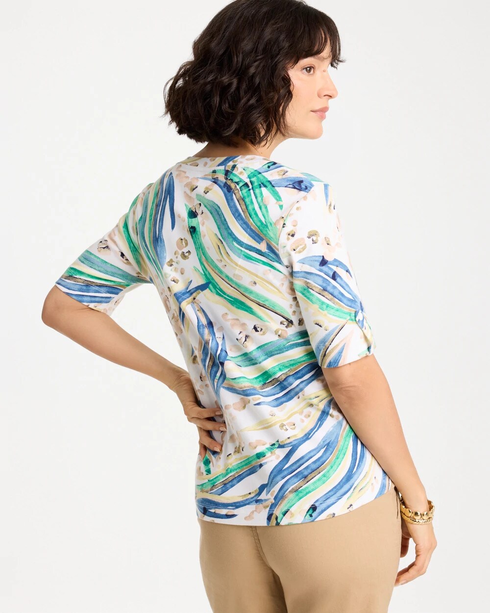 Chico's Premium | Printed Pima Elbow-Sleeve Tee