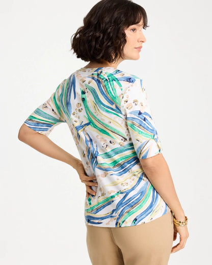 Chico's Premium | Printed Pima Elbow-Sleeve Tee