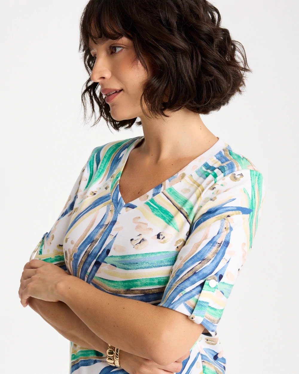 Chico's Premium | Printed Pima Elbow-Sleeve Tee