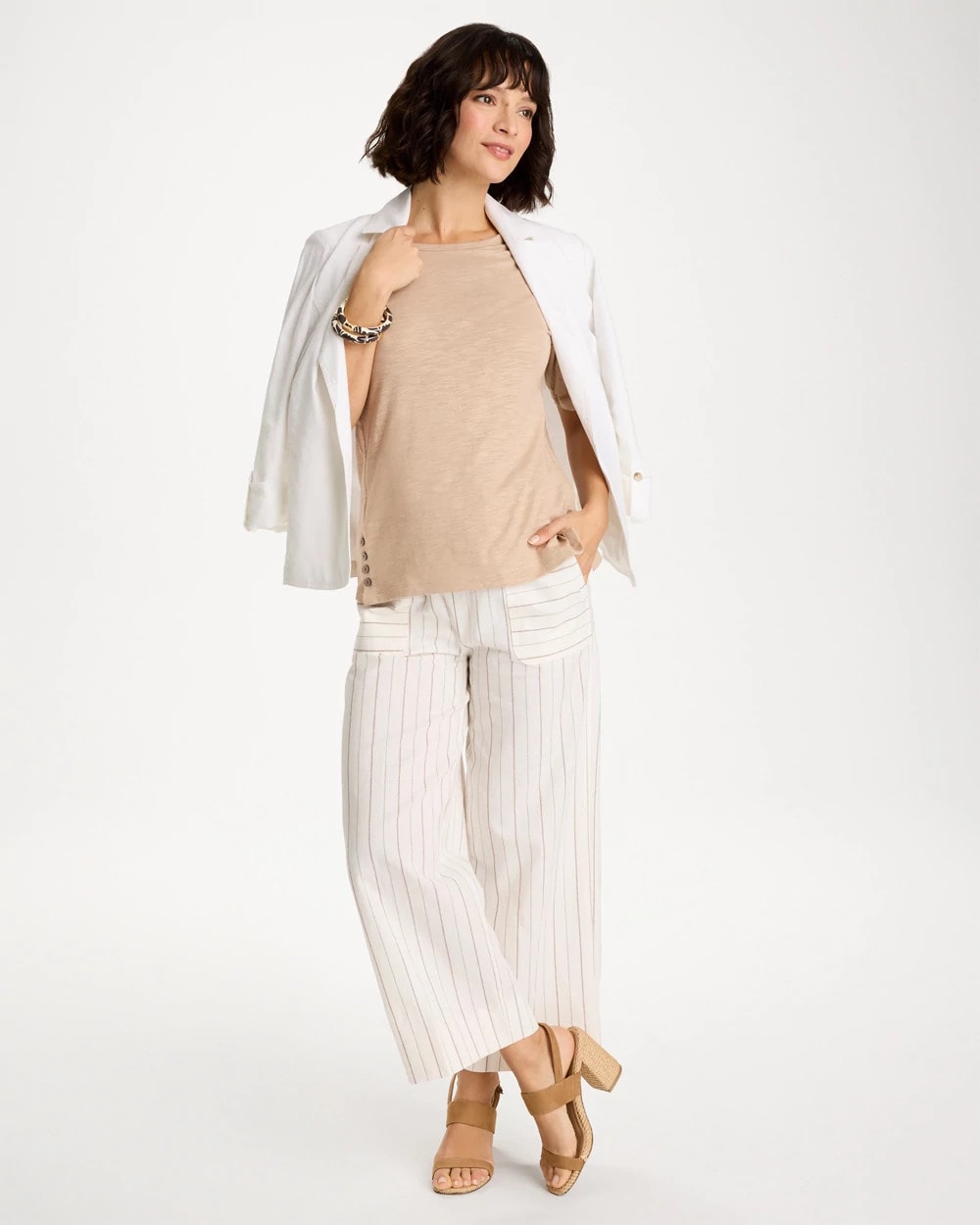 Chico's Everyday | Foil Print Cotton Slub Elbow-Sleeve Tee