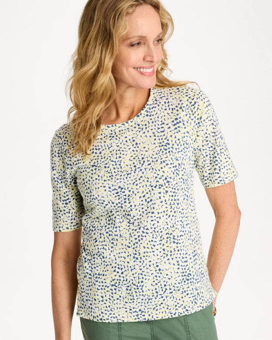 Chico's Top Pick | Printed Cotton Slub Elbow-Sleeve Tee