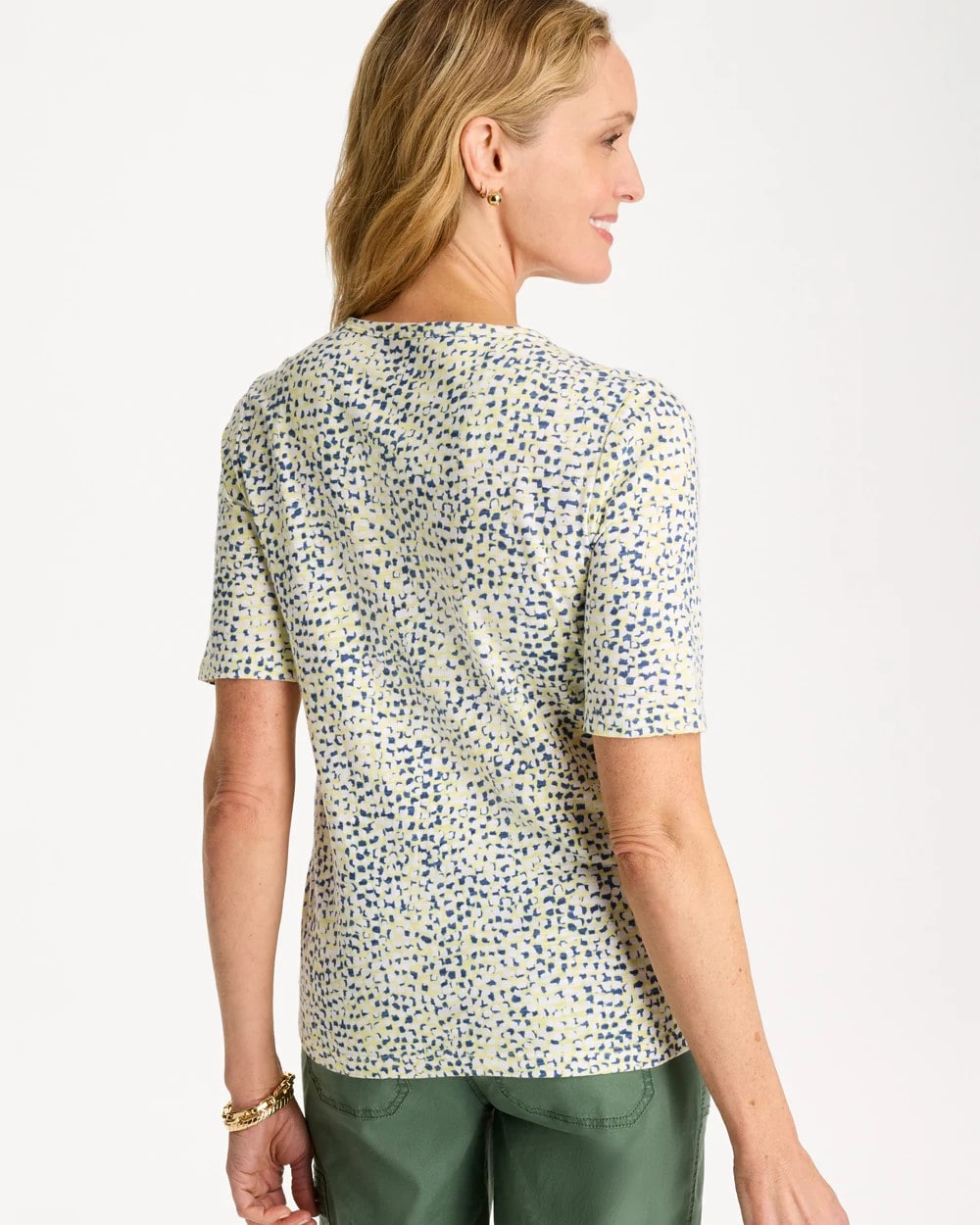 Chico's Top Pick | Printed Cotton Slub Elbow-Sleeve Tee