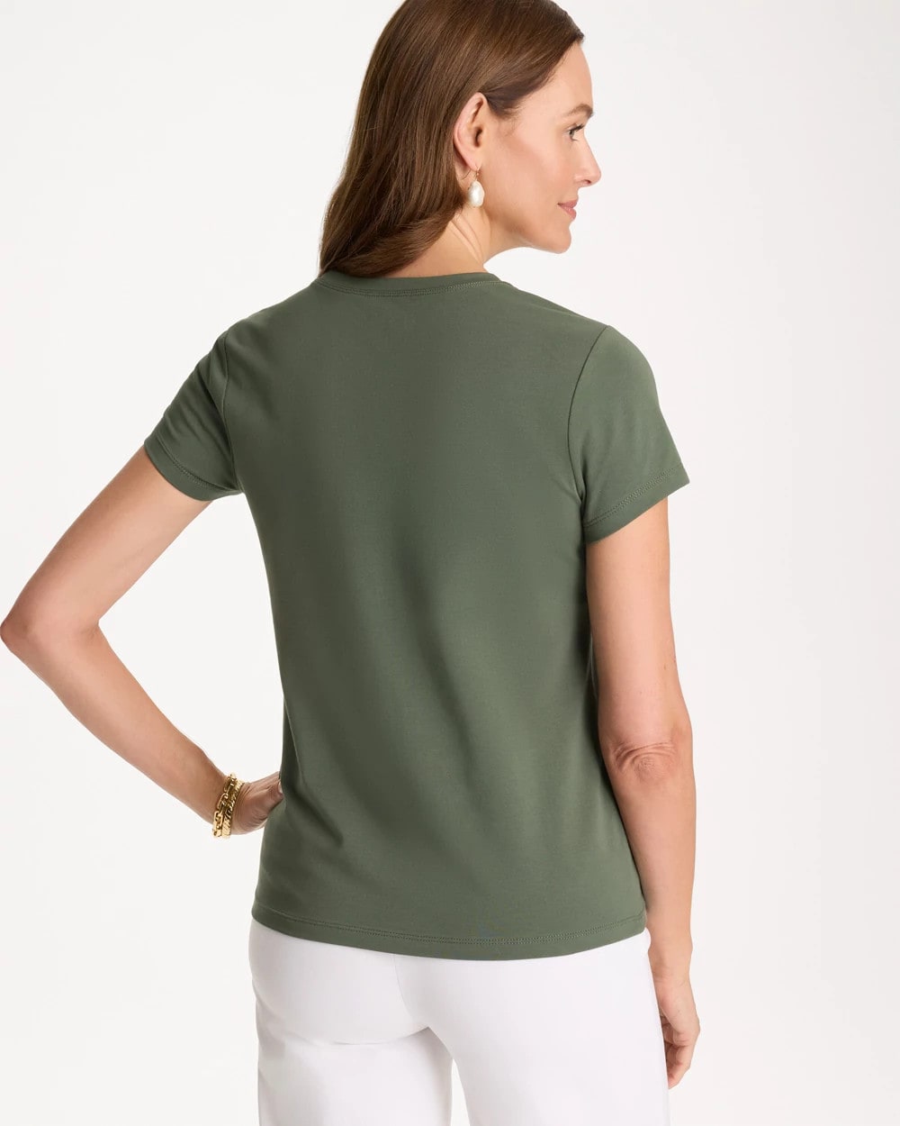 Chico's Special Offer | Embellished Cotton Stretch Cap-Sleeve Tee