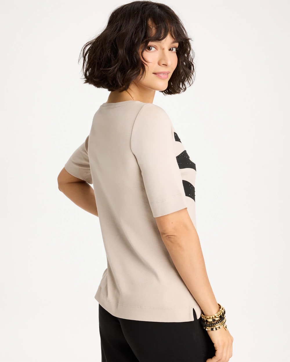 Chico's Recommended | Zebra Pima Elbow Sleeve Tee