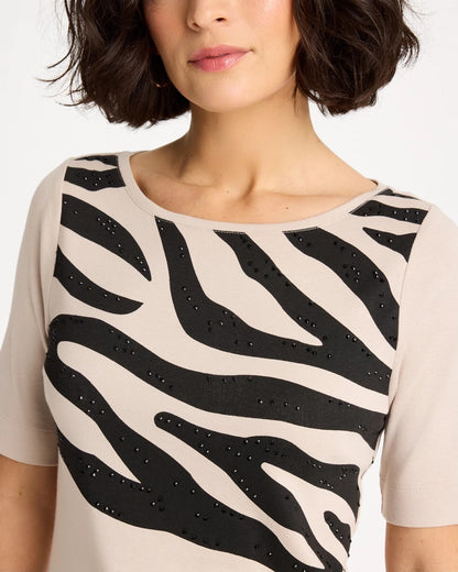 Chico's Recommended | Zebra Pima Elbow Sleeve Tee