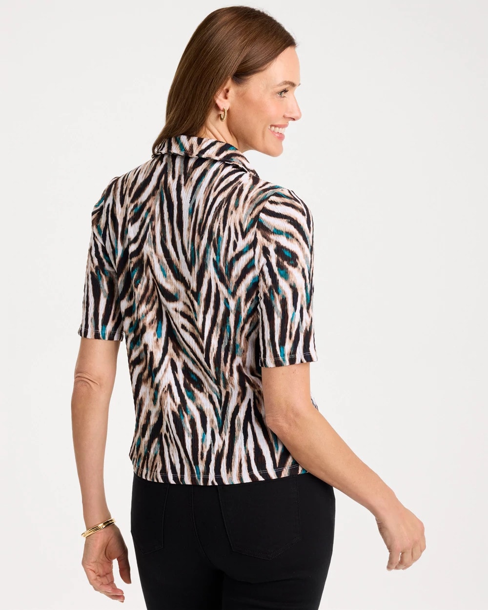 Chico's Exclusive | Tiger Print Textured Camp Tee