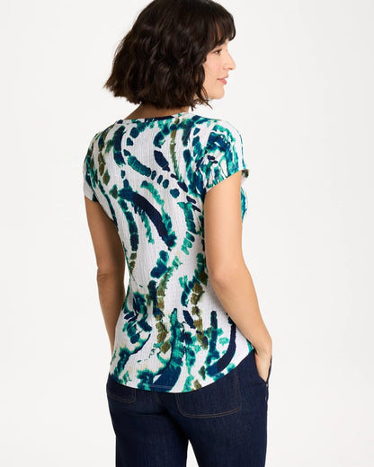 Chico's Value | Printed Textured Knit Cap Sleeve Tee