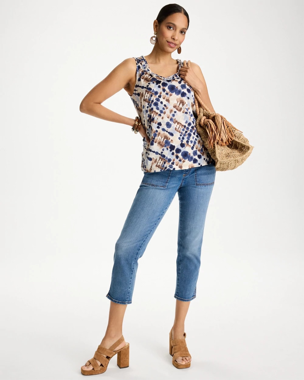 Chico's Best Price | Printed Jersey Satin Tank Top