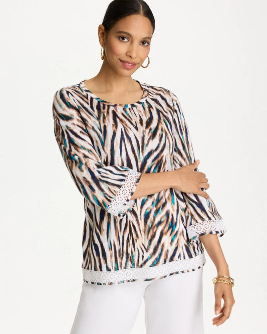 Chico's Smart Buy | Tiger Linen Crochet Lace Tee