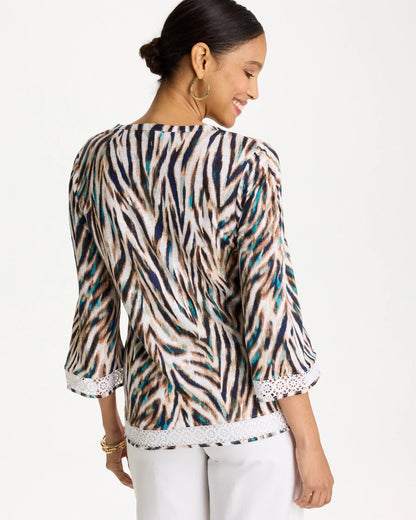 Chico's Smart Buy | Tiger Linen Crochet Lace Tee