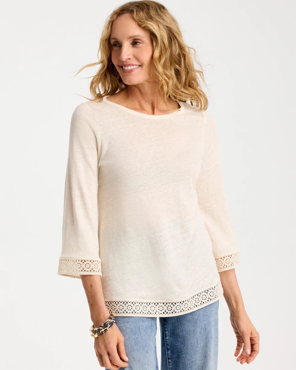 Chico's Recommended | Linen Crochet Lace Tee