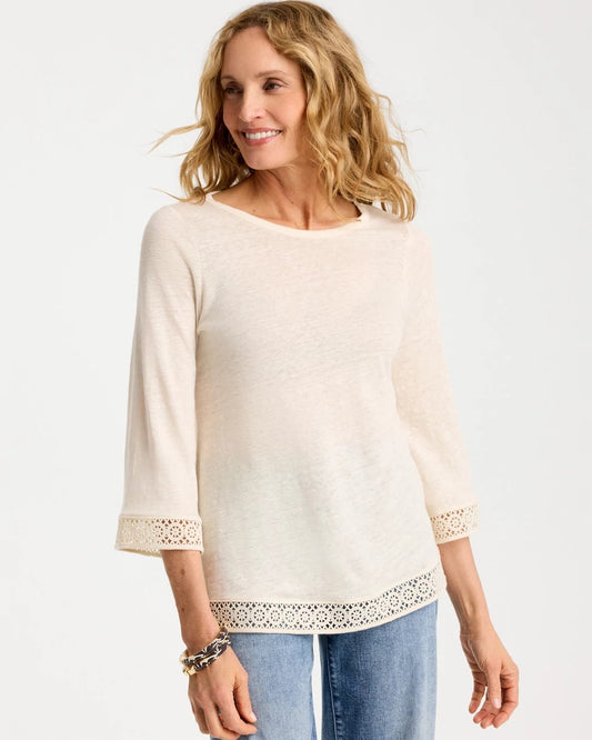 Chico's Recommended | Linen Crochet Lace Tee