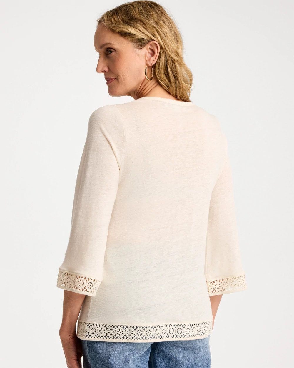 Chico's Recommended | Linen Crochet Lace Tee