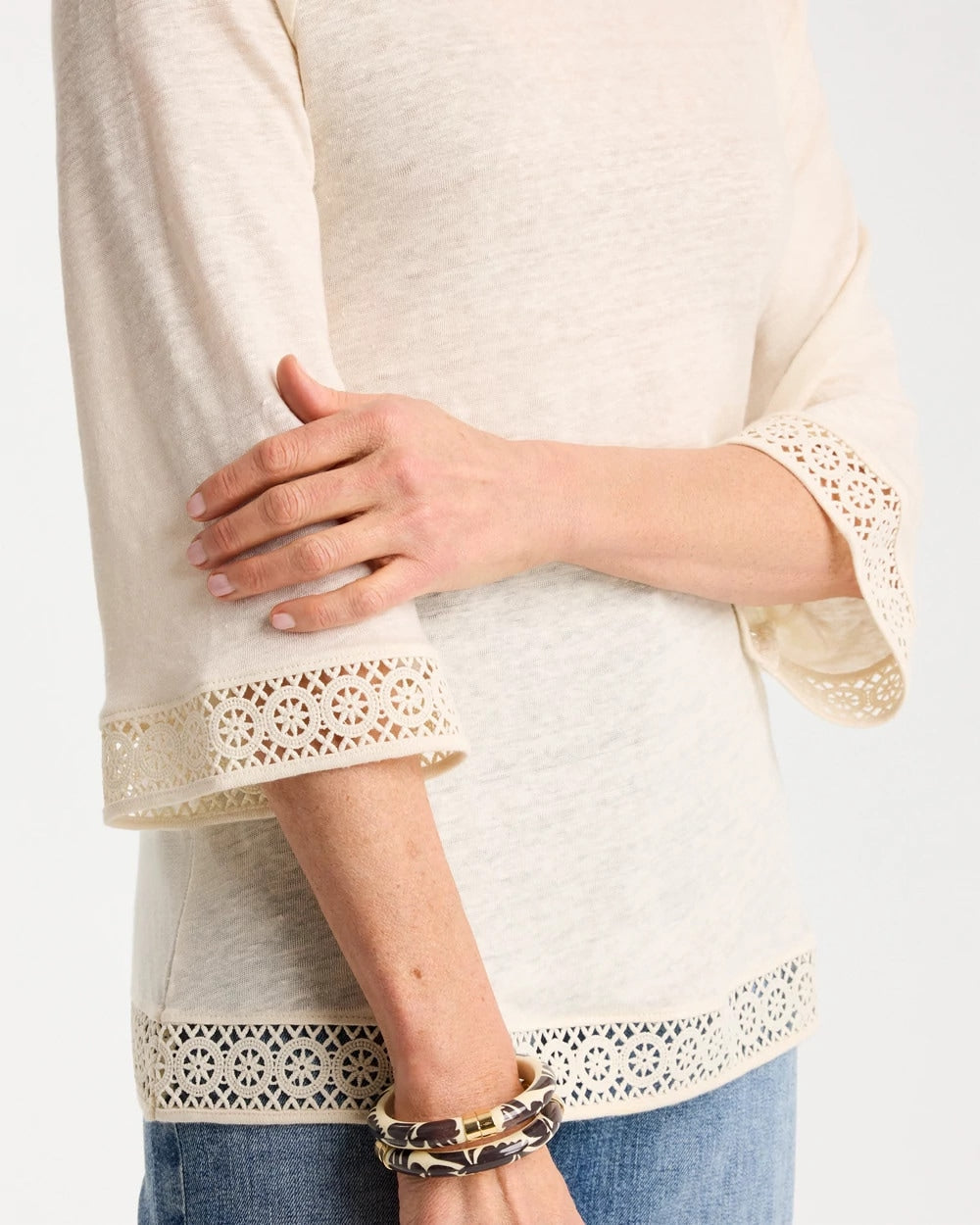 Chico's Recommended | Linen Crochet Lace Tee