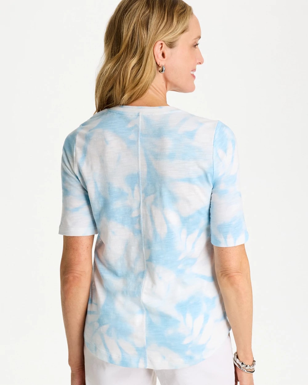 Chico's Best Price | Tie-Dye Palm Cotton Slub V-Neck Tee