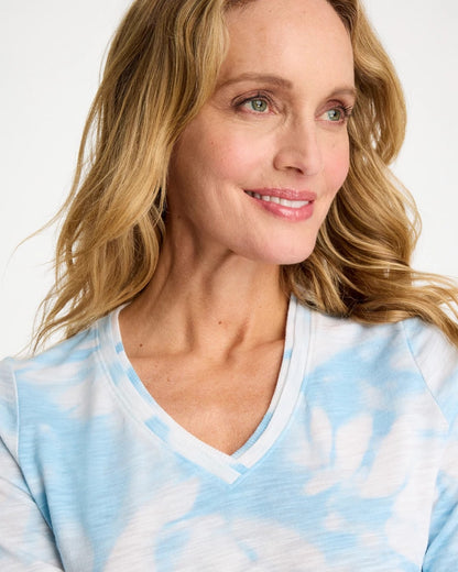 Chico's Best Price | Tie-Dye Palm Cotton Slub V-Neck Tee