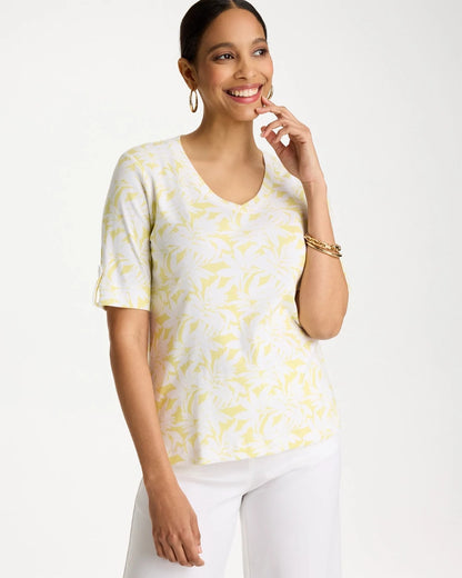 Chico's Discount | Printed Pima Elbow-Sleeve Tee