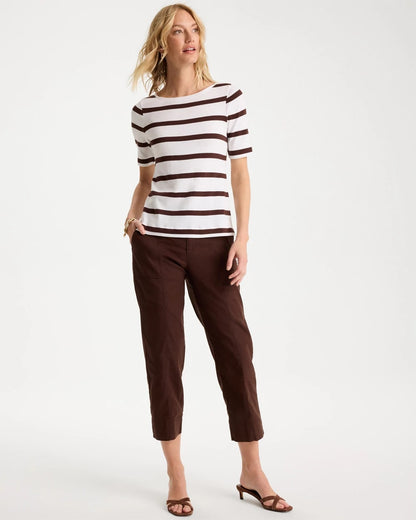 Chico's Everyday | Striped Pima Elbow Sleeve Tee