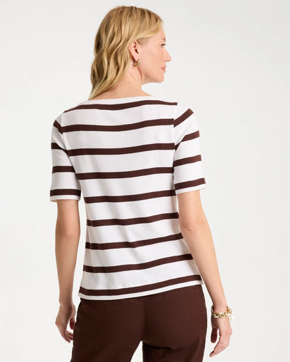 Chico's Everyday | Striped Pima Elbow Sleeve Tee