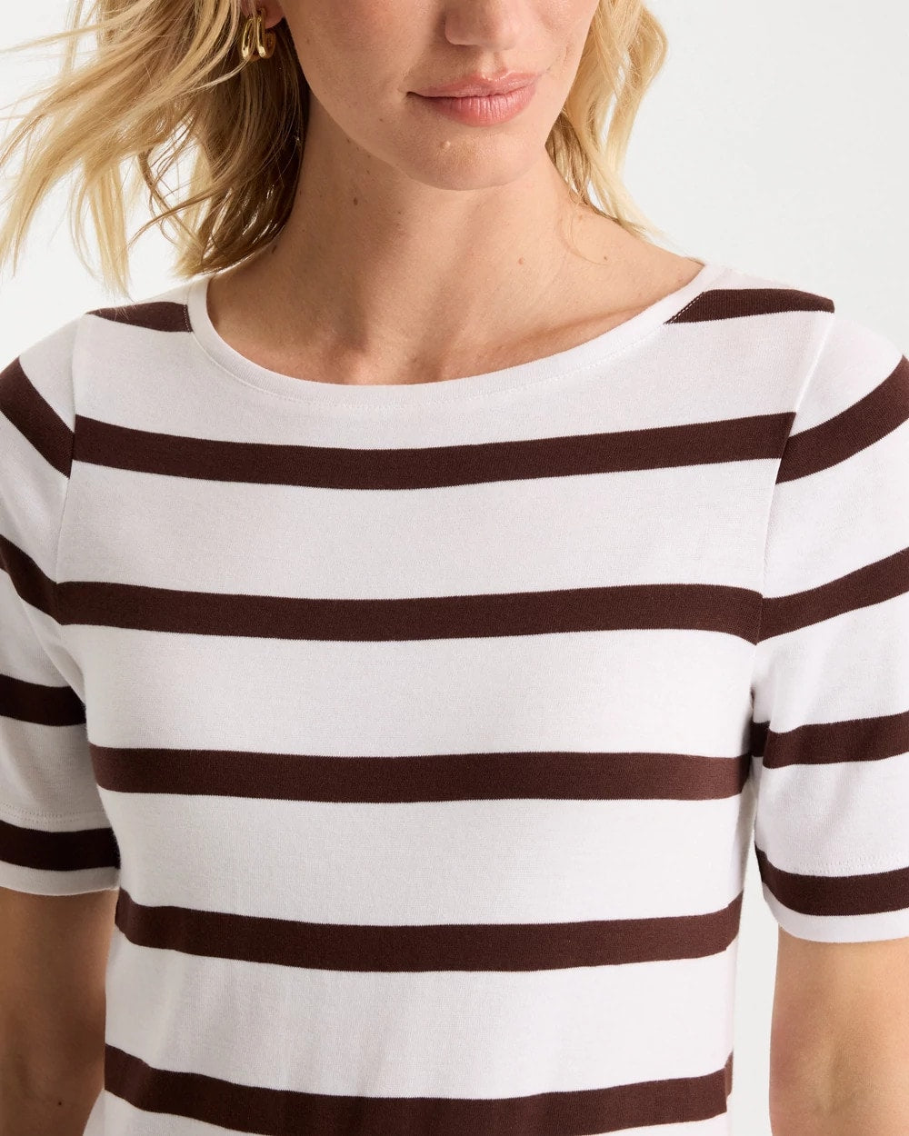 Chico's Everyday | Striped Pima Elbow Sleeve Tee