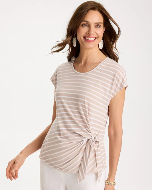 Chico's Great Value | Striped Tie-Front Tee
