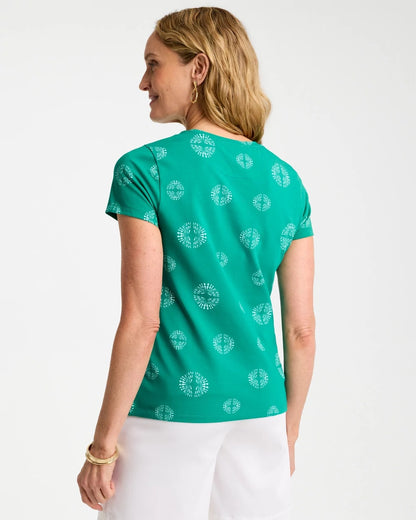 Chico's Essential | Printed Cotton Stretch Cap-Sleeve Tee