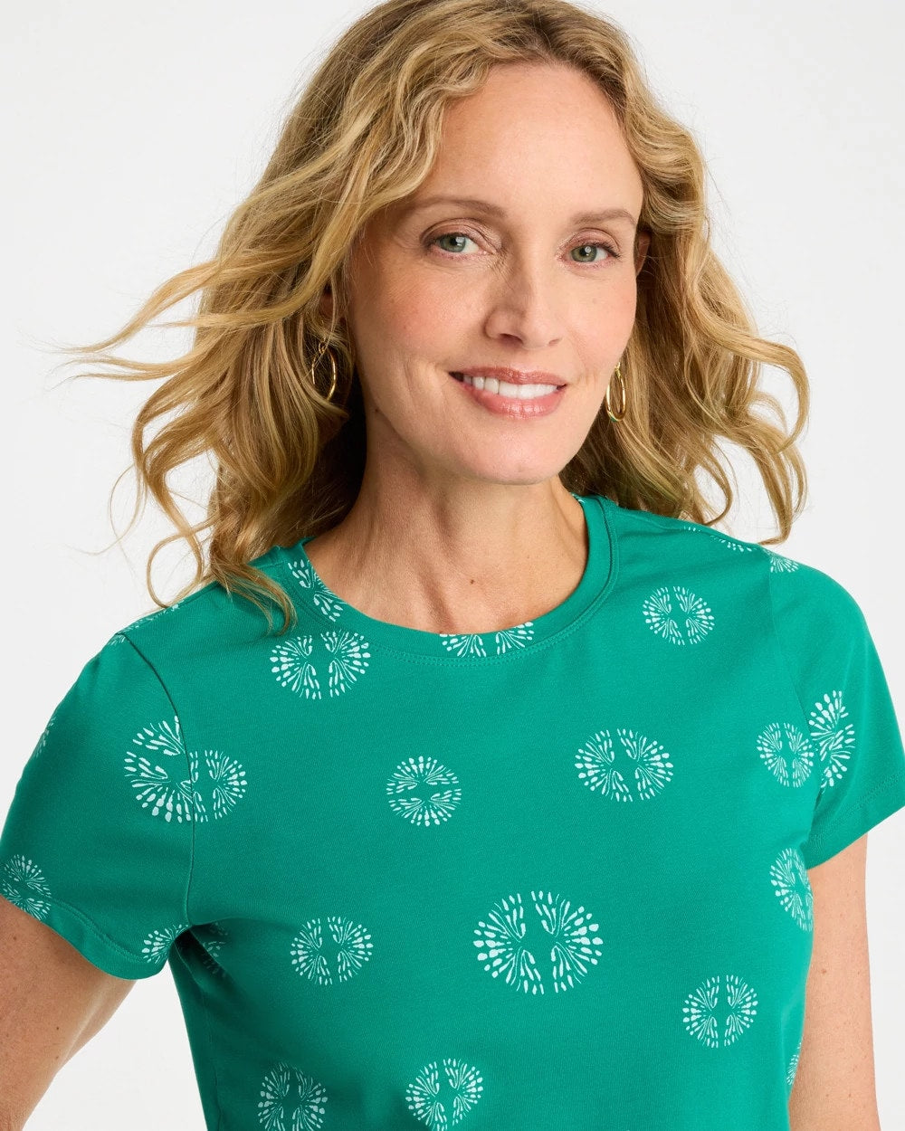 Chico's Essential | Printed Cotton Stretch Cap-Sleeve Tee