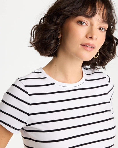 Chico's Premium | Striped Cotton Stretch Cap-Sleeve Tee