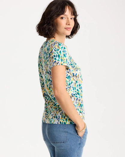 Chico's Hot Sale | Printed Cotton Stretch Cap-Sleeve Tee