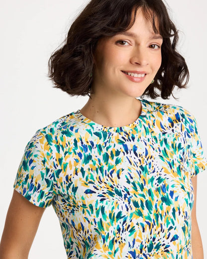 Chico's Hot Sale | Printed Cotton Stretch Cap-Sleeve Tee
