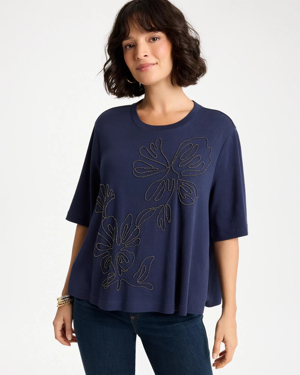Chico's Classic | Caviar Beaded Cotton Tee