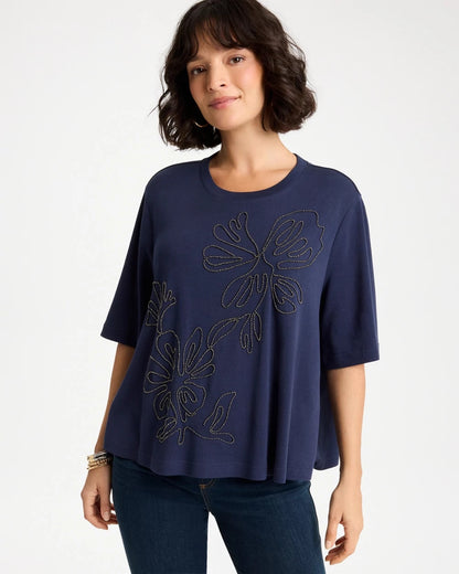 Chico's Classic | Caviar Beaded Cotton Tee