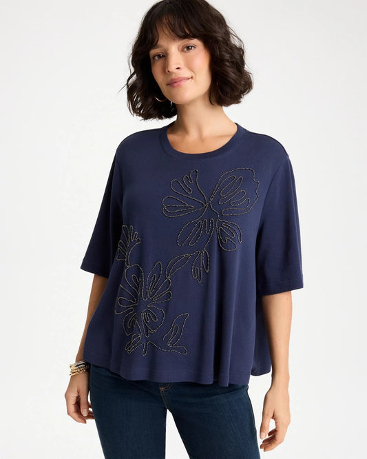 Chico's Classic | Caviar Beaded Cotton Tee