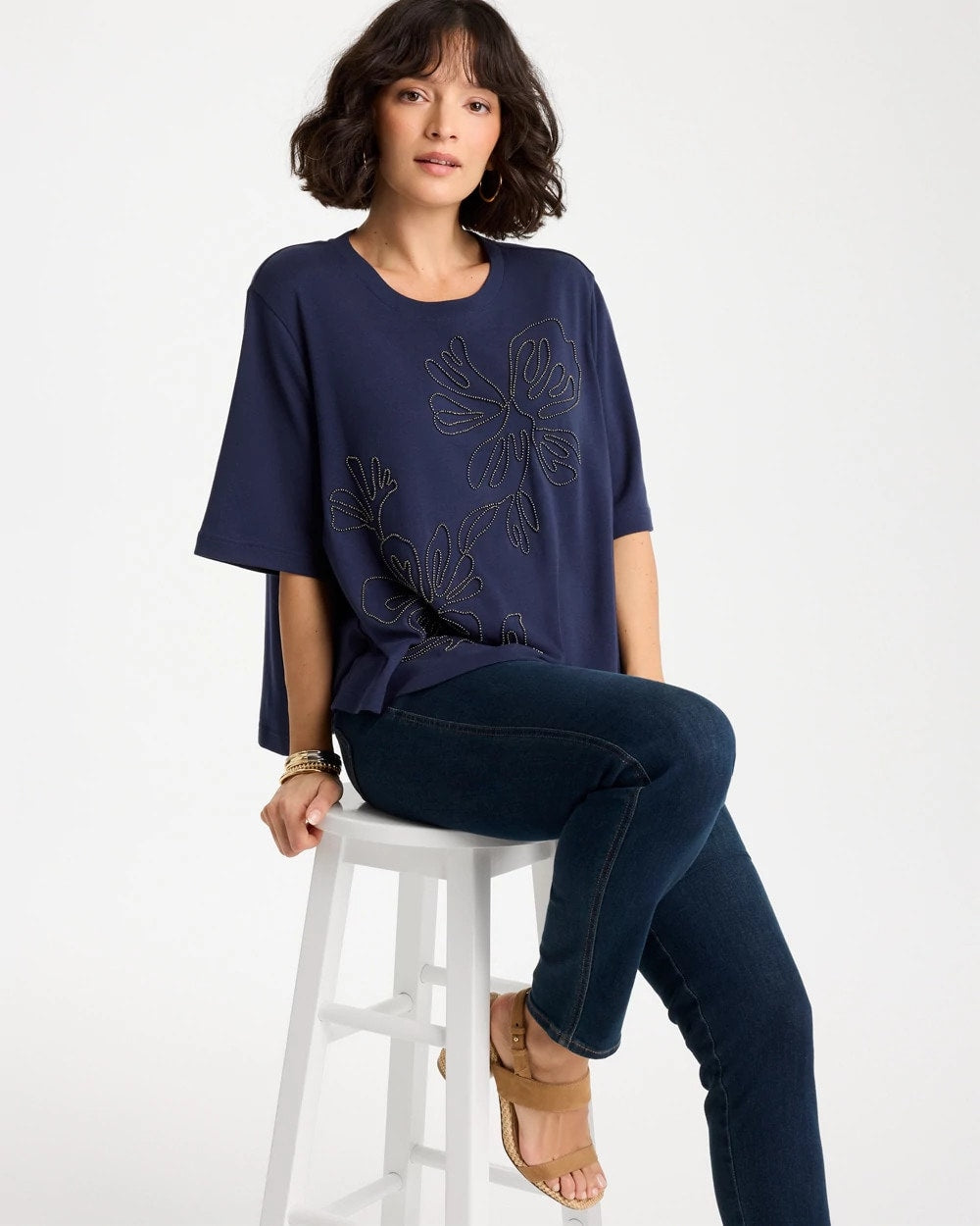 Chico's Classic | Caviar Beaded Cotton Tee