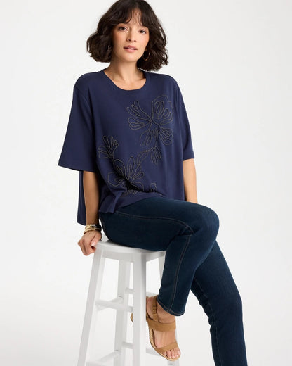 Chico's Classic | Caviar Beaded Cotton Tee
